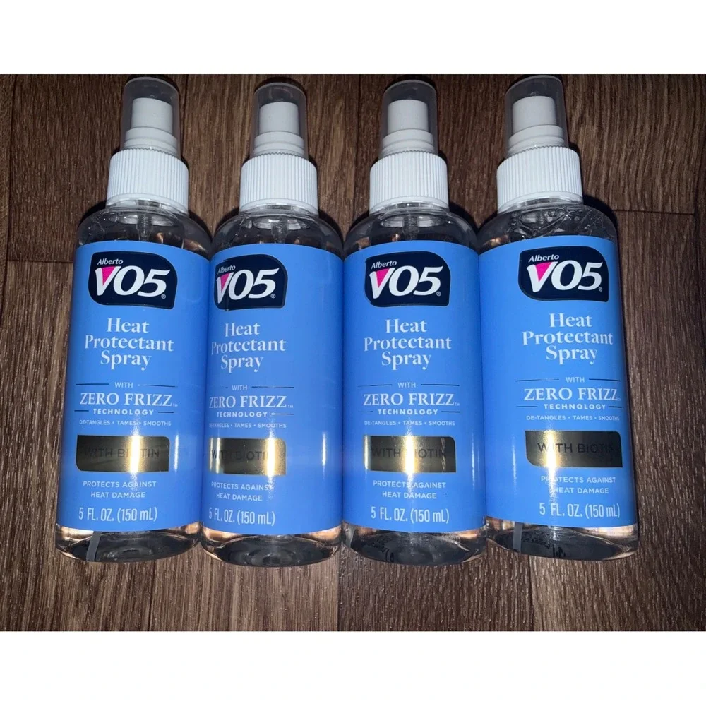 Alberto VO5 Heat Protectant Spray with Biotin Zero Frizz 5oz 4 Pack Bundle